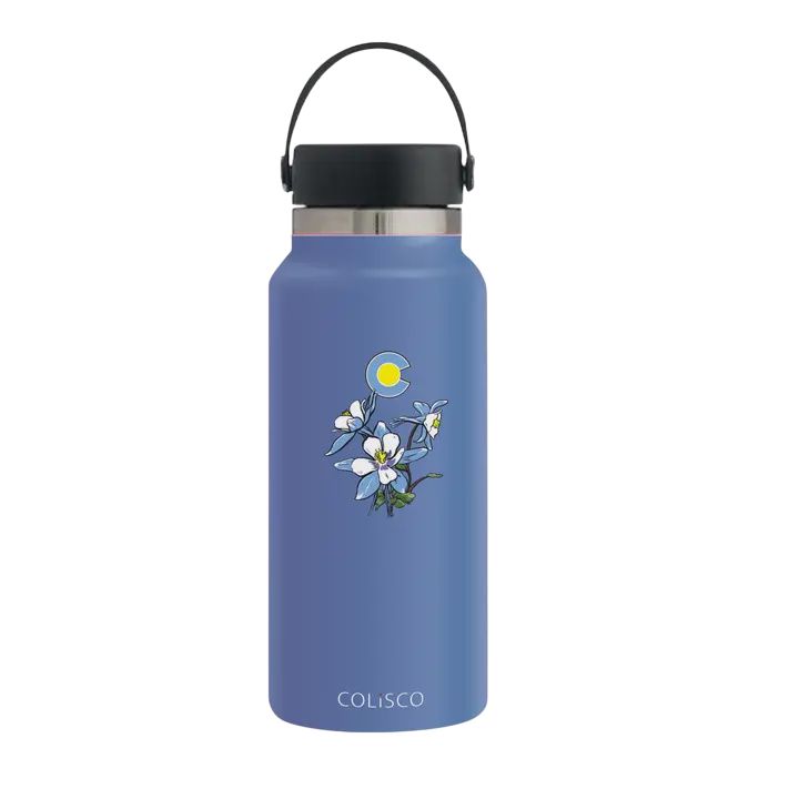 Colisco Vacuum Insulated Water Bottle - 13 Oz Stainless Steel Water Bottle, Colorado Columbine