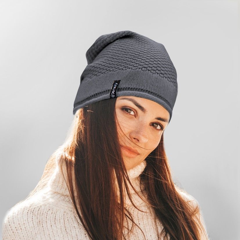 Colisco Soft Warm Slouch Beanie, Cozy Winter Knitted Beanie Hat, Grey 10153
