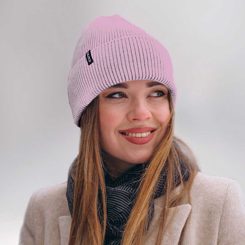 Colisco Soft Warm Cuff Beanie, Cozy Winter Knitted Beanie Hat, Plush Pink 10171