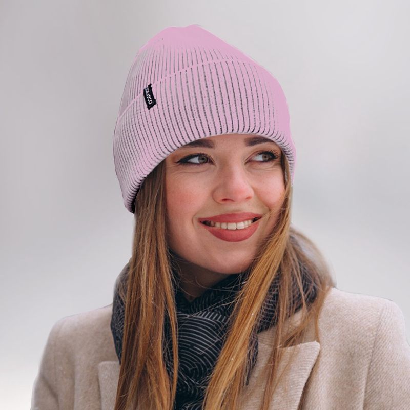 Colisco Soft Warm Cuff Beanie, Cozy Winter Knitted Beanie Hat, Plush Pink 10171