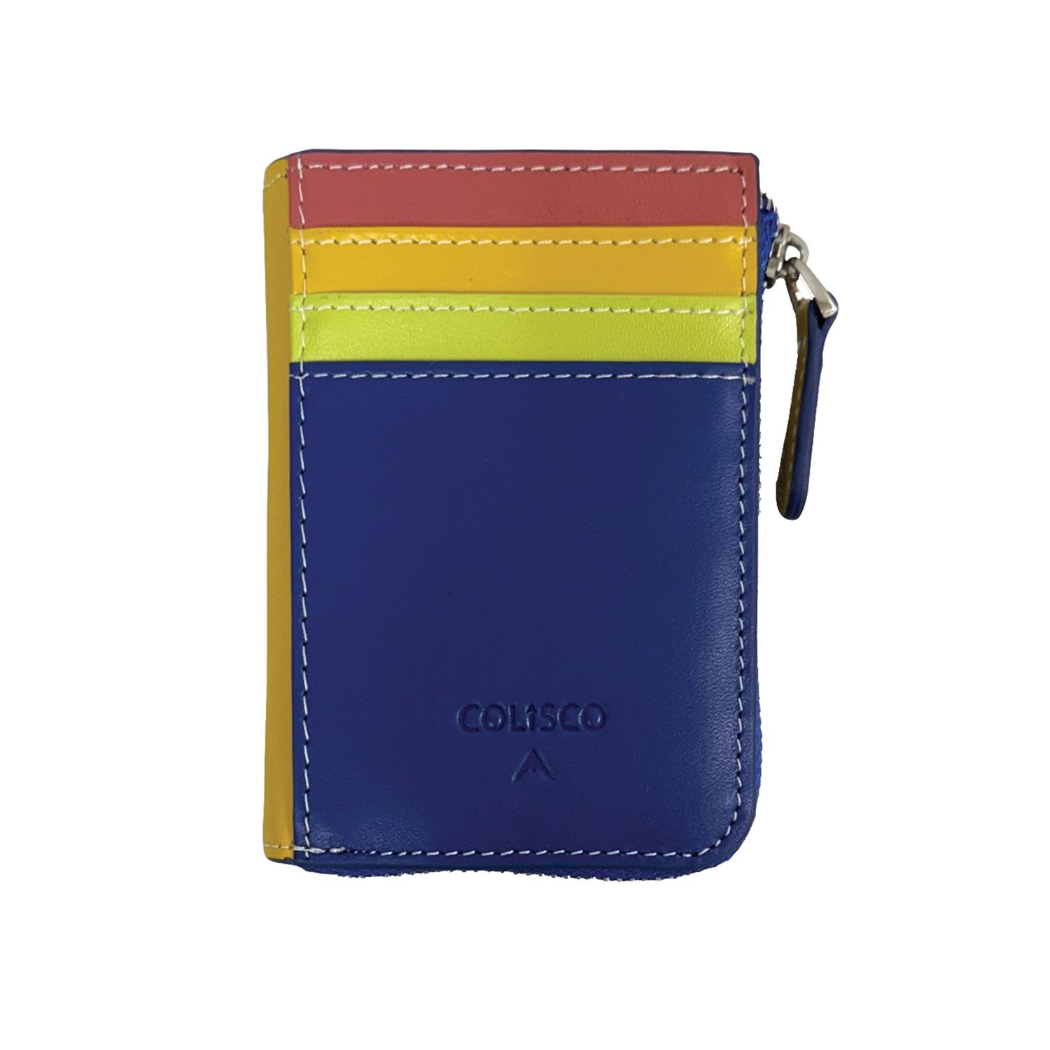 Card Holder W/ Zippered Wallet Multicolored, Blue