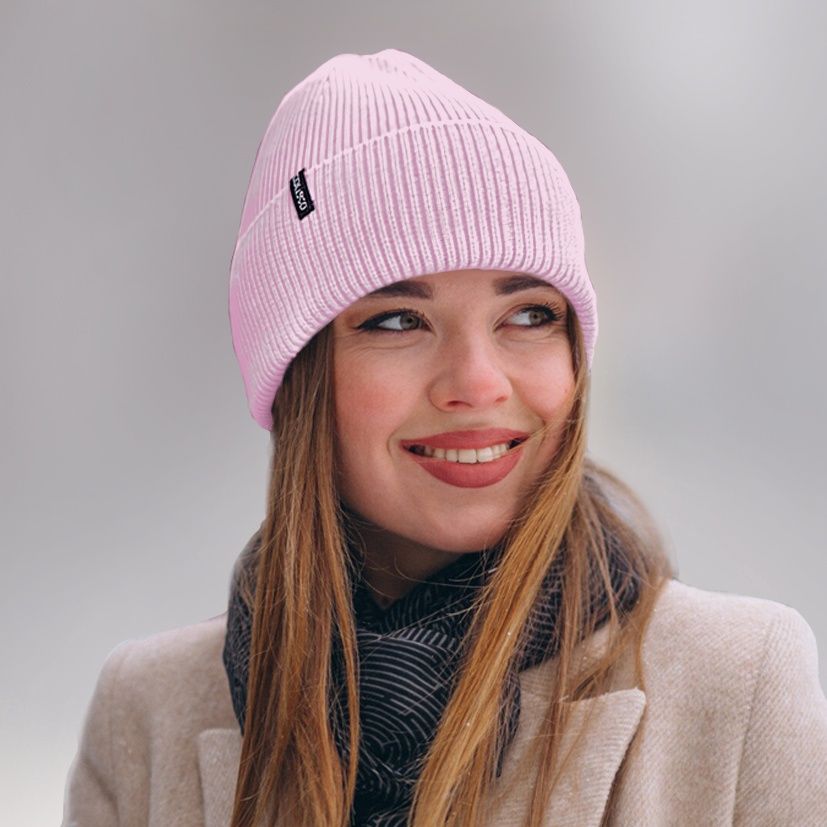 Colisco Soft Warm Cuff Beanie, Cozy Winter Knitted Beanie Hat, Light Pink 10170