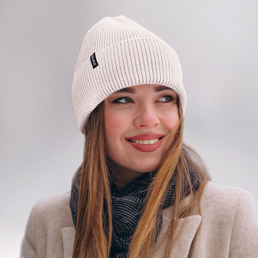 Colisco Soft Warm Cuff Beanie, Cozy Winter Knitted Beanie Hat, Cream 10177