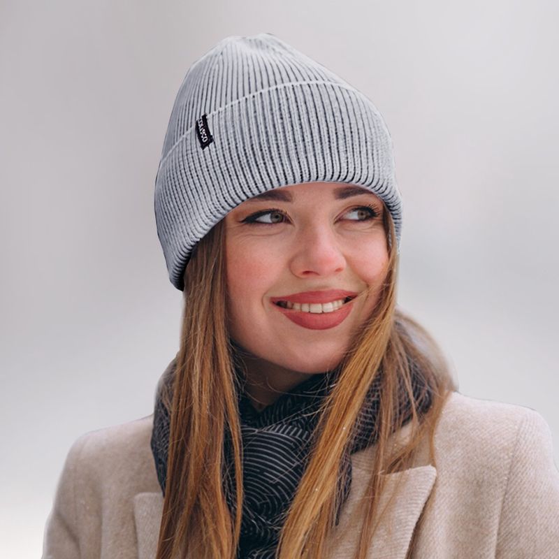 Colisco Soft Warm Cuff Beanie, Cozy Winter Knitted Beanie Hat, Light Grey 10179