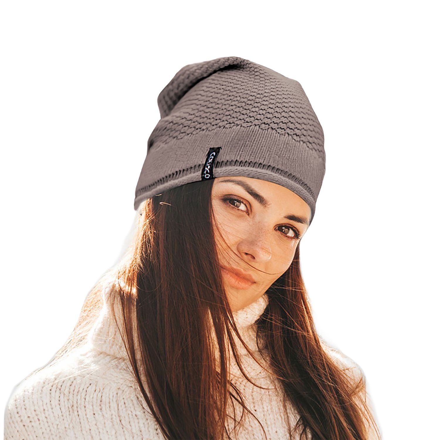 Colisco Soft Warm Slouch Beanie, Cozy Winter Knitted Beanie Hat, Brown 10152