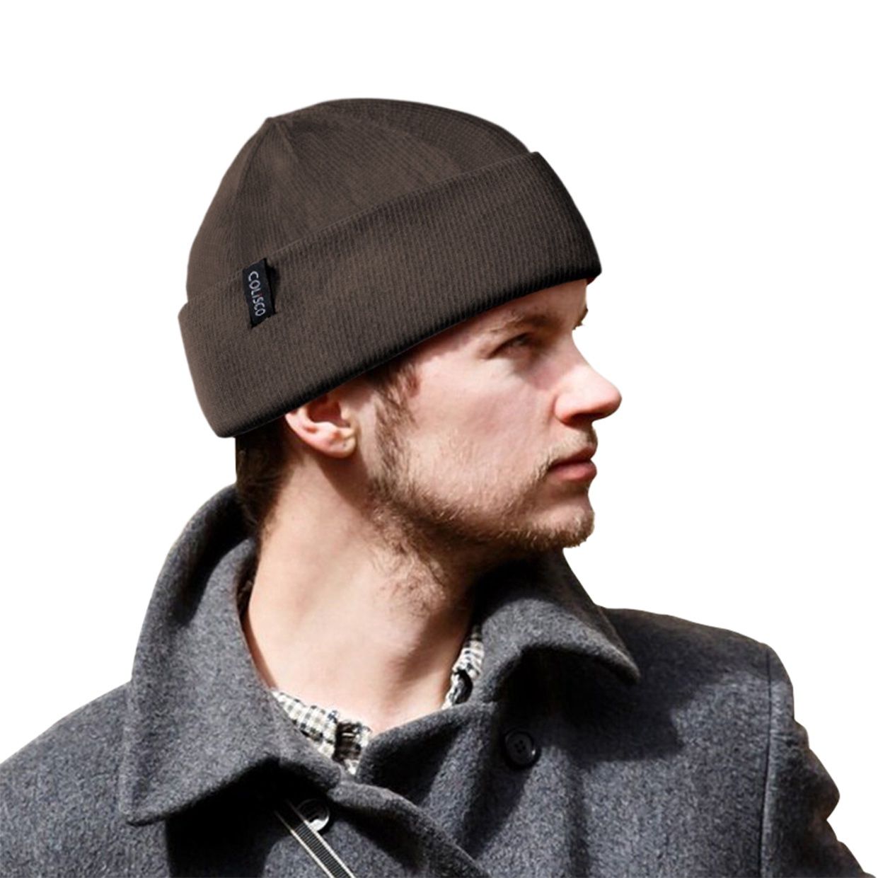 Colisco Soft Warm Cuff Men's Beanie, Cozy Winter Knitted Beanie Hat, Brown