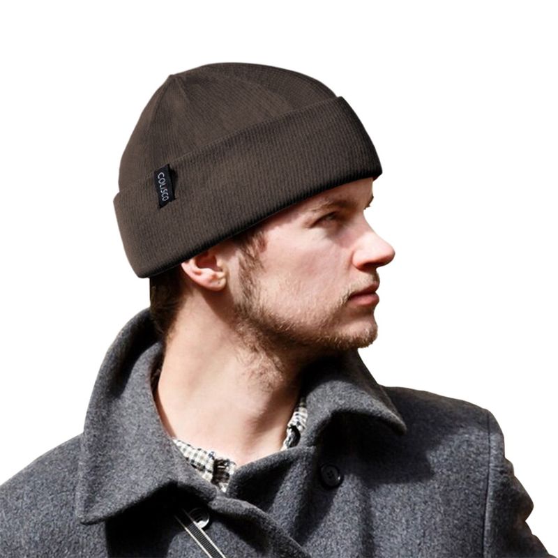 Colisco Soft Warm Cuff Men's Beanie, Cozy Winter Knitted Beanie Hat, Brown