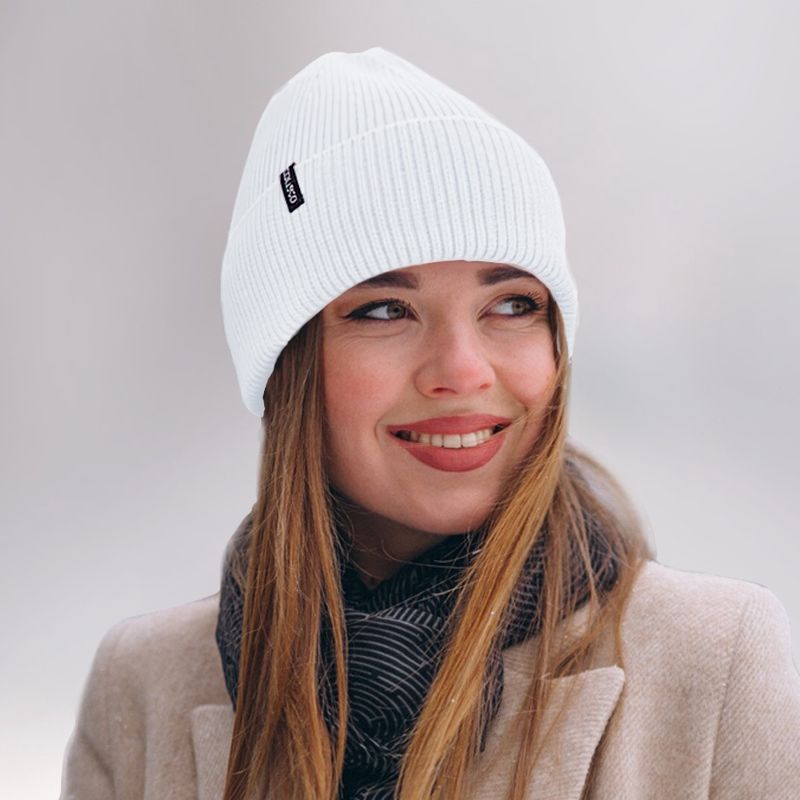 Colisco Soft Warm Cuff Beanie, Cozy Winter Knitted Beanie Hat, White 10175