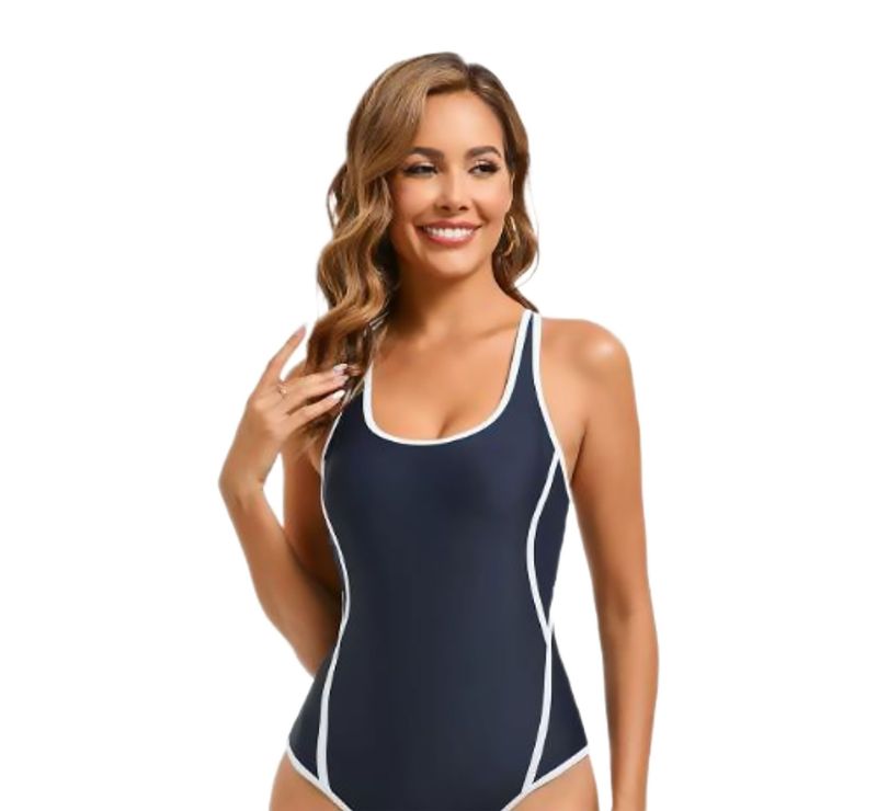 Colisco Nautical Swimsuit, Navy with White Stripes