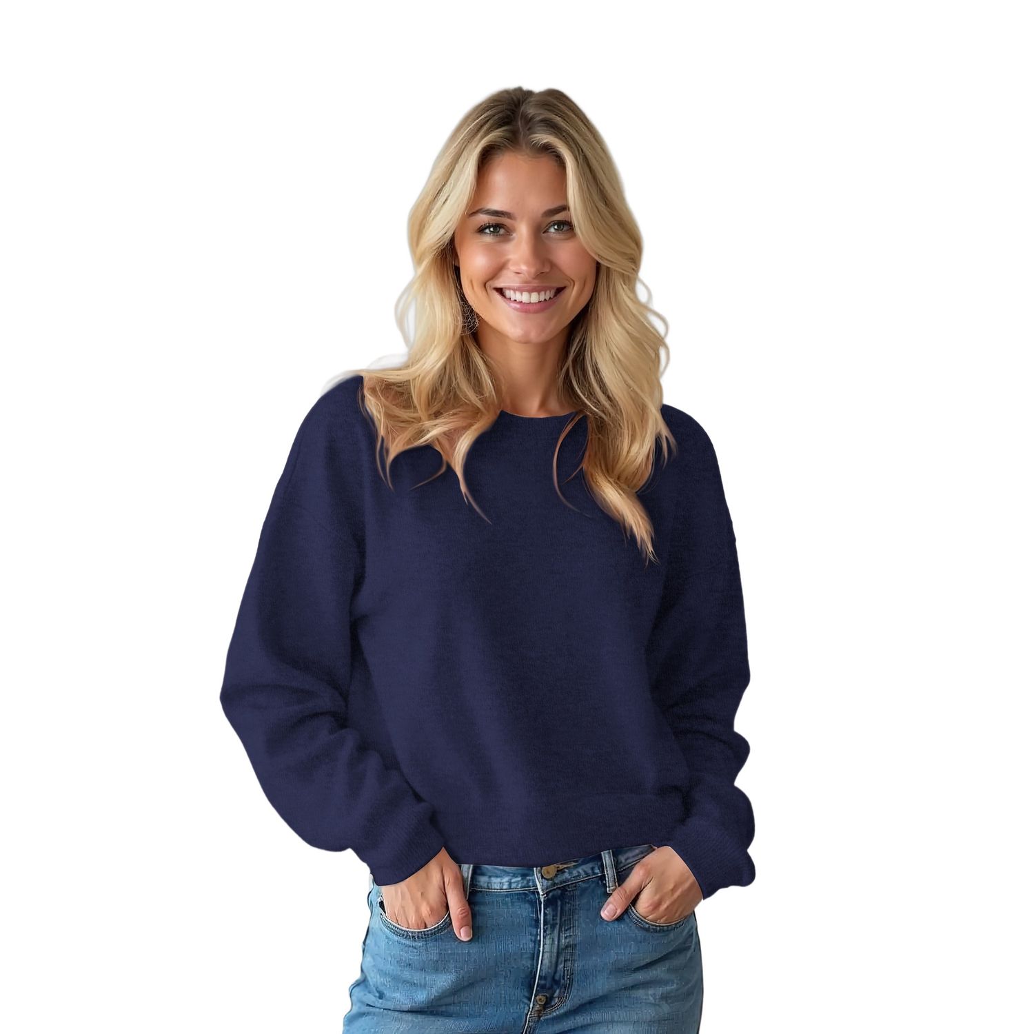 Colisco's Cashmere Crew Neck Sweater, Navy, Small