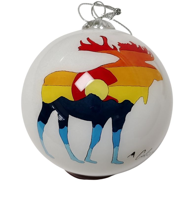 Colisco Colorado Moose Multicolor Hand Painted Glass Ornament – Elegant Holiday Décor and Year-Round Display