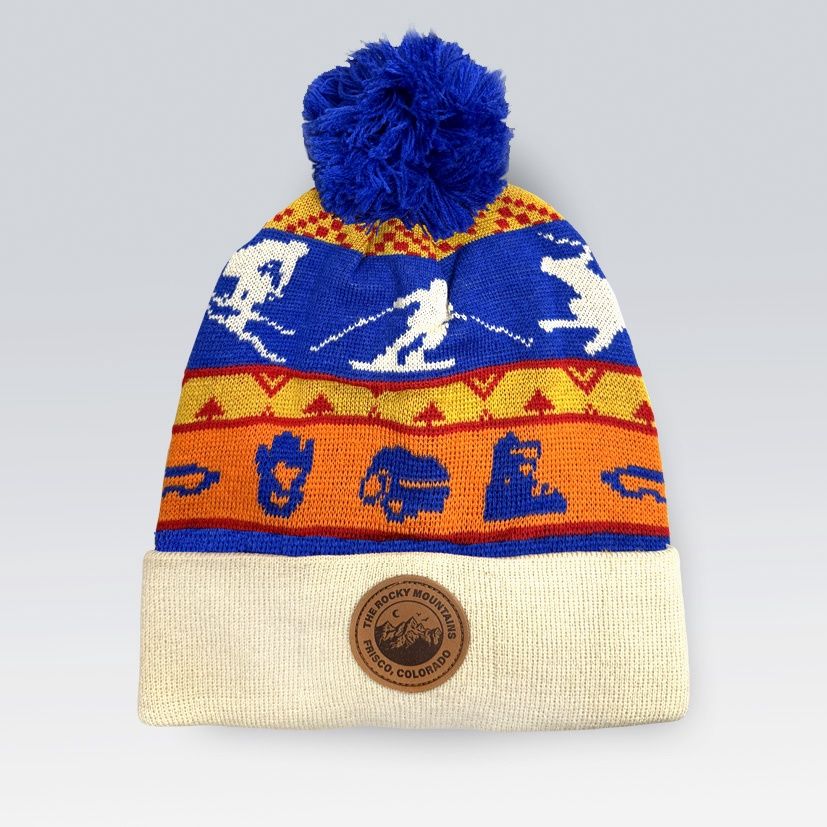 Colisco Soft Warm Customizable Pompom Beanies, Cozy Winter Knitted Beanie Hat, Multicolor 10232