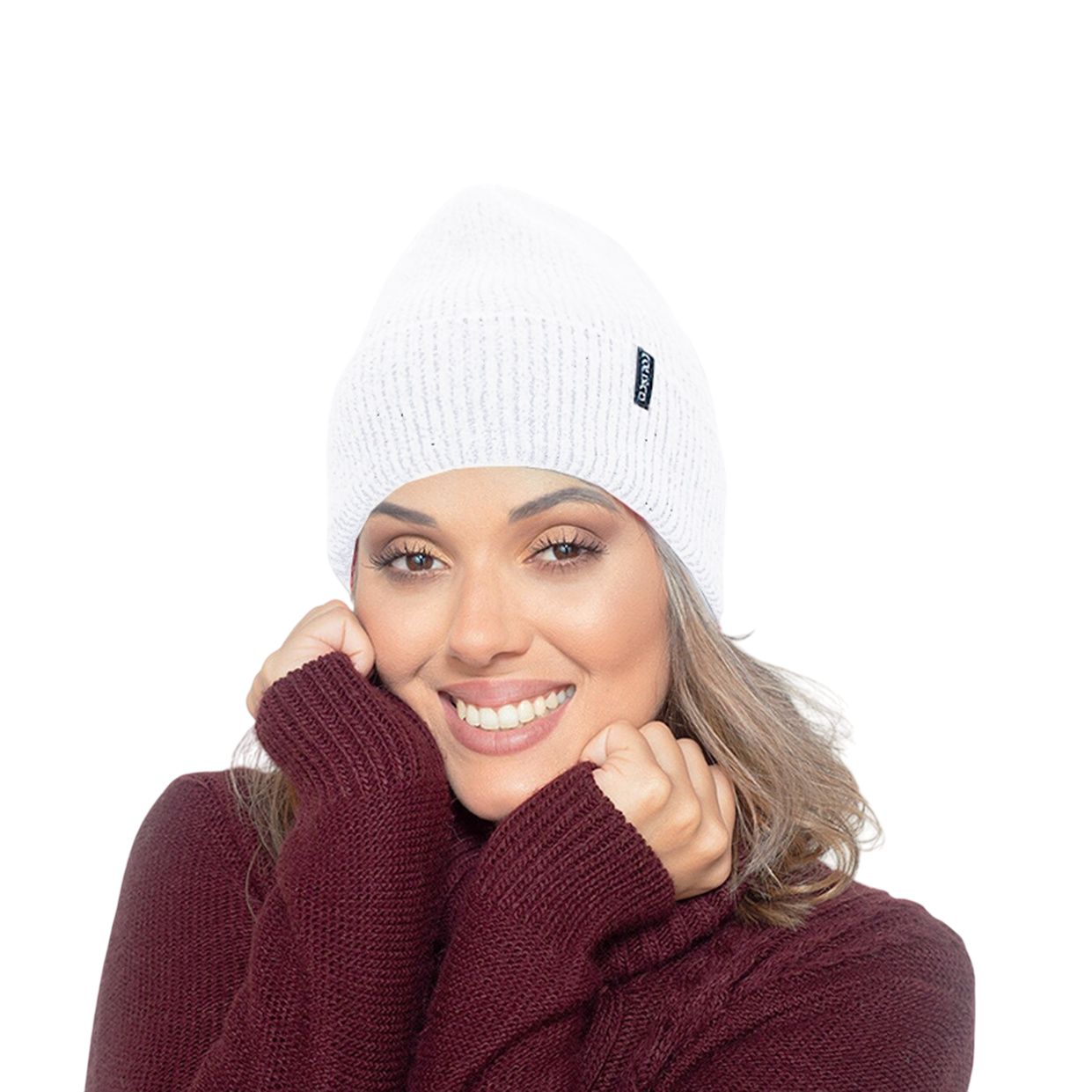 Colisco Women’s Cashmere Blend Classic Winter Beanie – Soft Knit Hat for Cold Weather, White