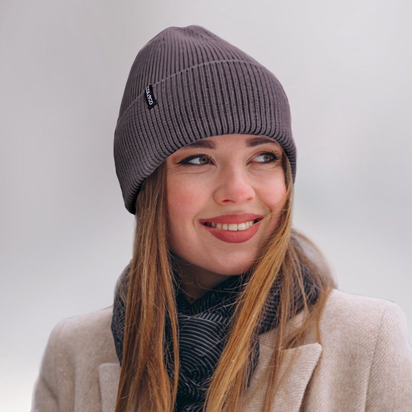 Colisco Soft Warm Cuff Beanie, Cozy Winter Knitted Beanie Hat, Grey 10185