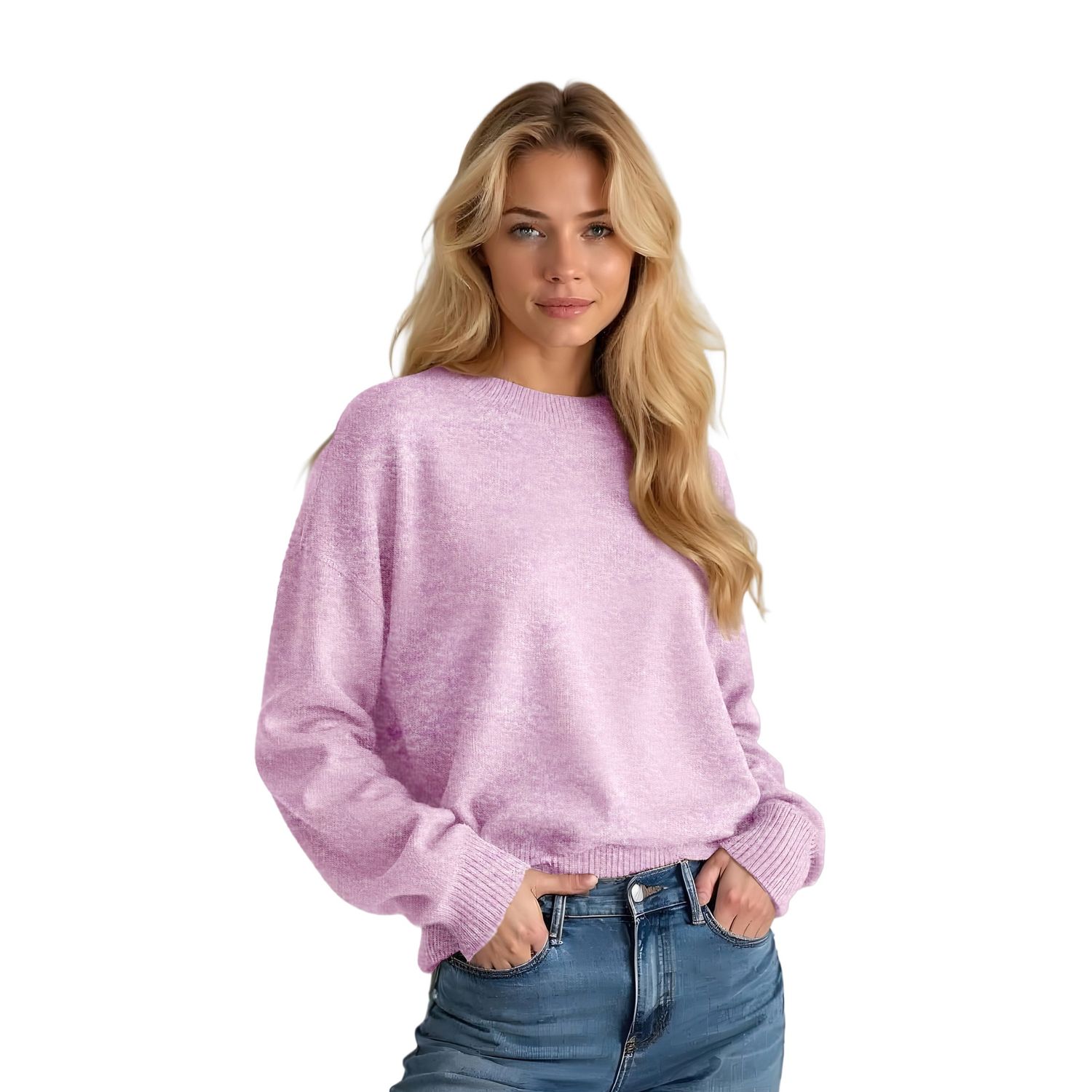 Colisco's Cashmere Crew Neck Sweater, Pink Heather, Large