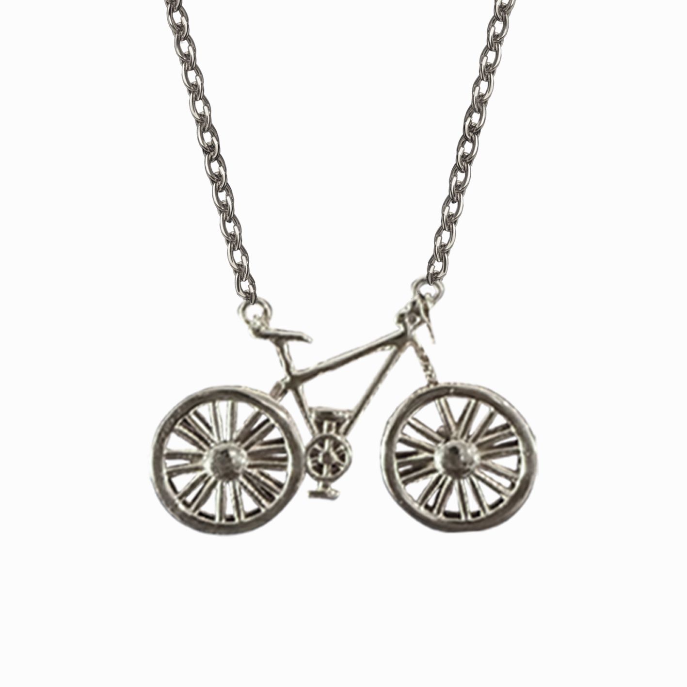 Colisco Bike Necklace, 18k White Gold Necklace for Women 10045