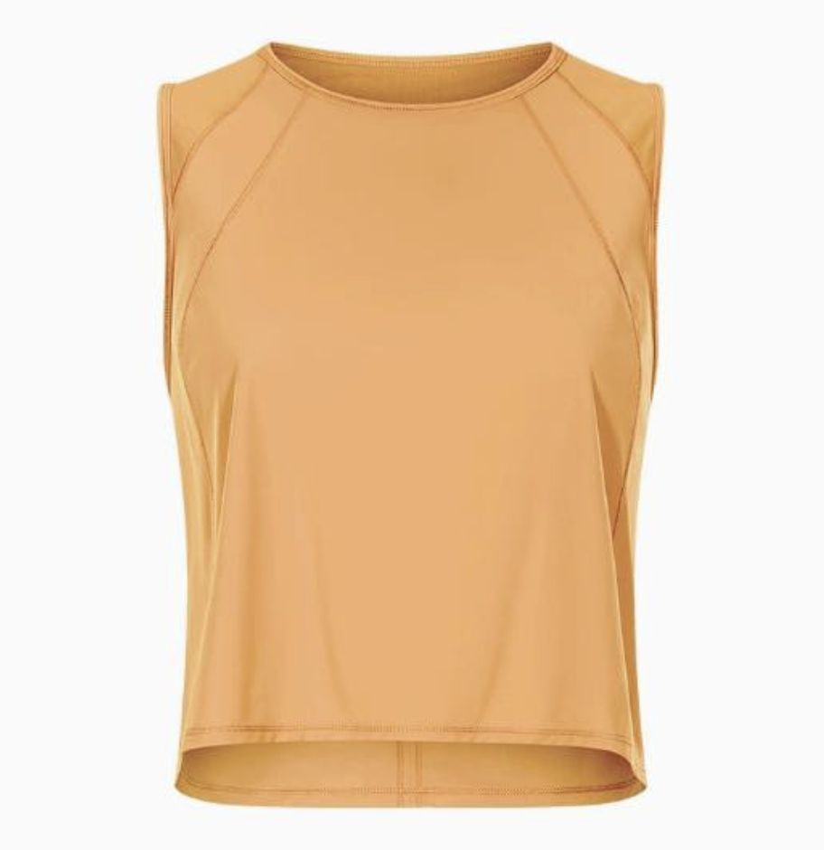 Colisco Activewear Tank Top_Orange Sheer Backed Crop Top