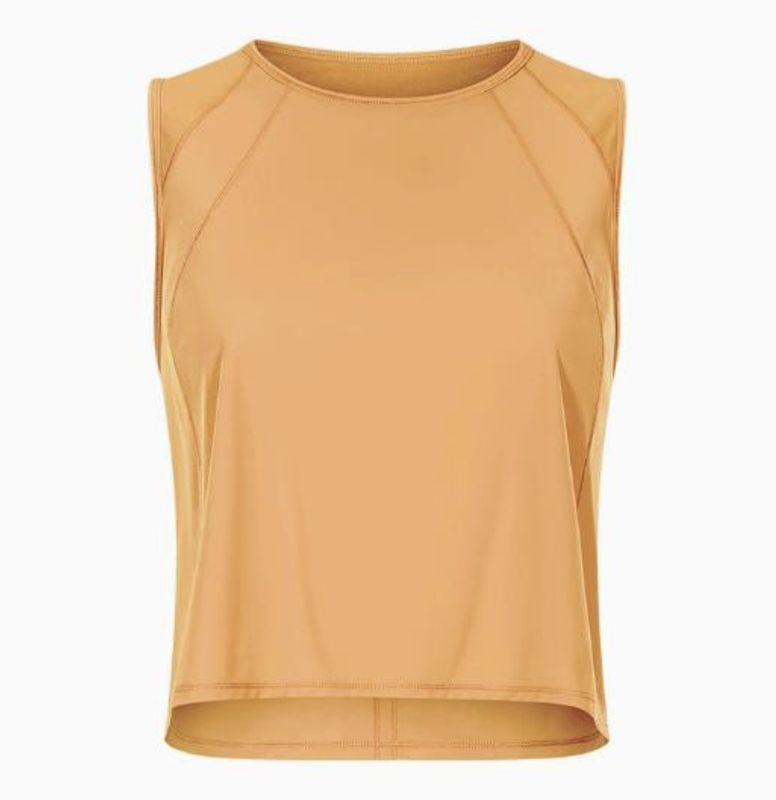 Colisco Activewear Tank Top_Orange Sheer Backed Crop Top