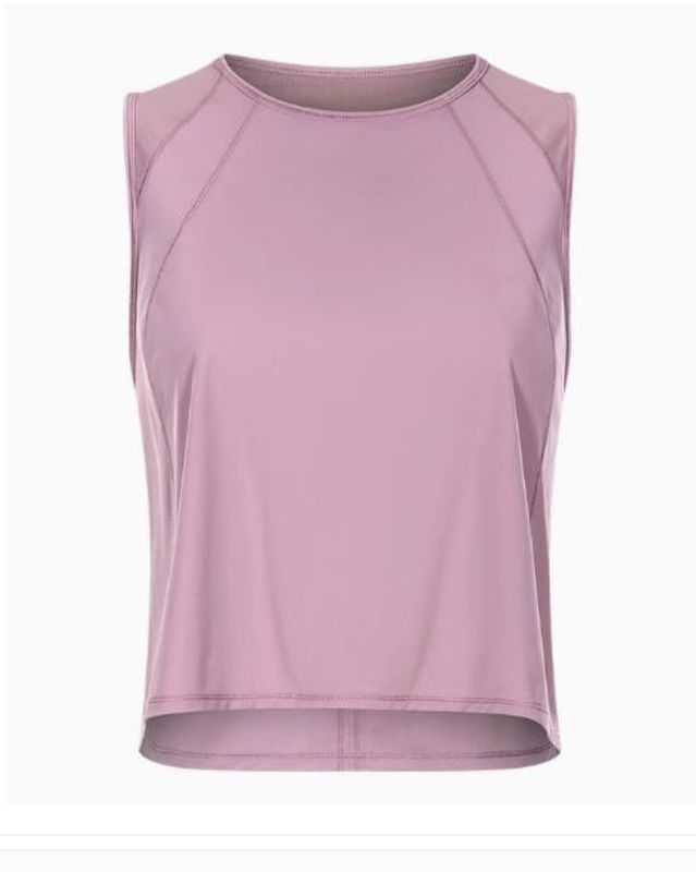 Colisco Activewear Tank Top_Pink Sheer Backed Crop Top