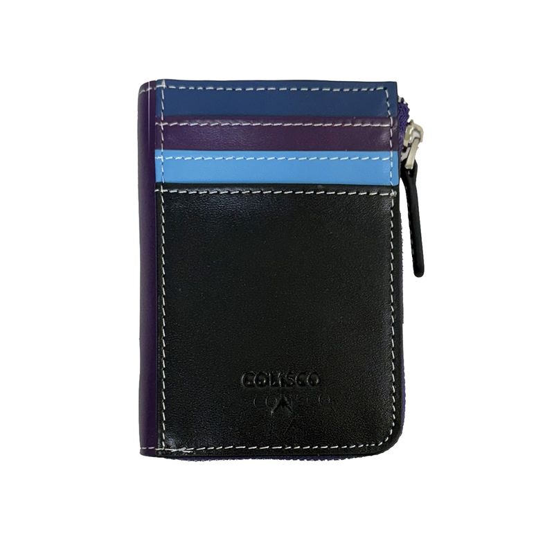 Card Holder W/ Zippered Wallet Multicolored, Black
