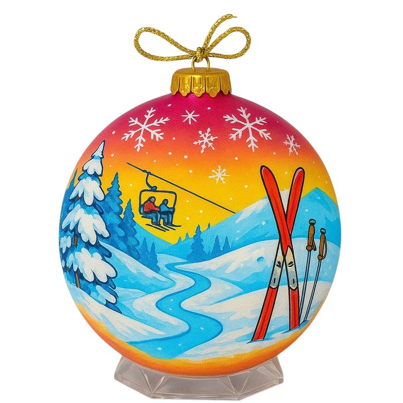 Colisco Skiing Hand Painted Glass Ornament – Elegant Holiday Décor and Year-Round Display