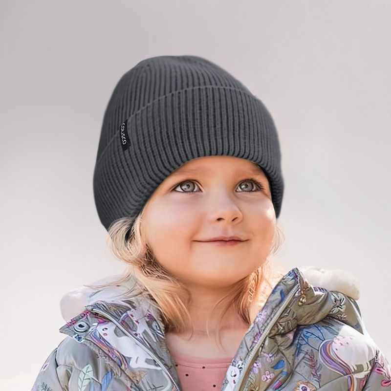 Colisco Soft Warm Cuff Beanie, Cozy Winter Knitted Beanie Hat, Dark Grey 10193