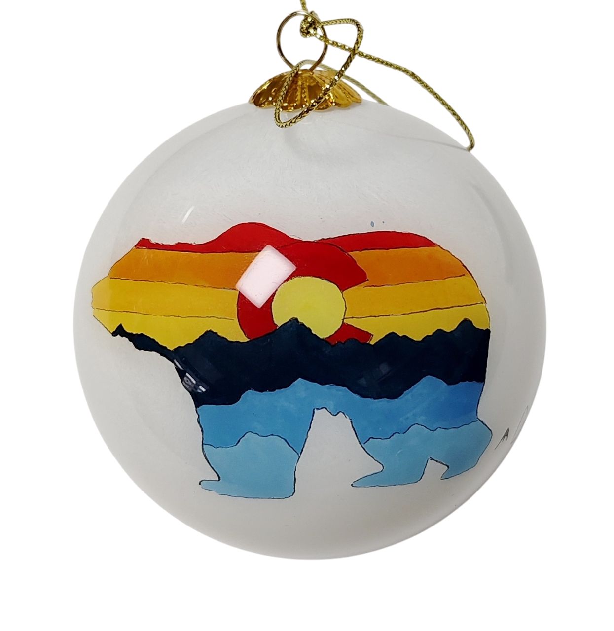 Colisco Colorado Bear Multicolor Hand Painted Glass Ornament – Elegant Holiday Décor and Year-Round Display