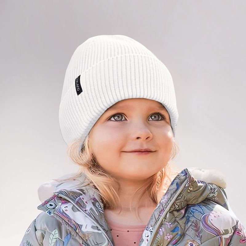 Colisco Soft Warm Cuff Beanie, Cozy Winter Knitted Beanie Hat _ White 10200