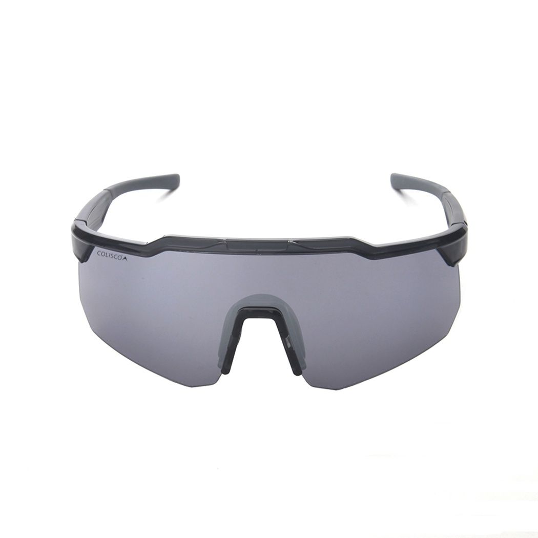 Colisco High-Performance Sport Shield Sunglasses, Color: Shiny Crystal Grey Frame / Silver Revo Lens, Size: O/S