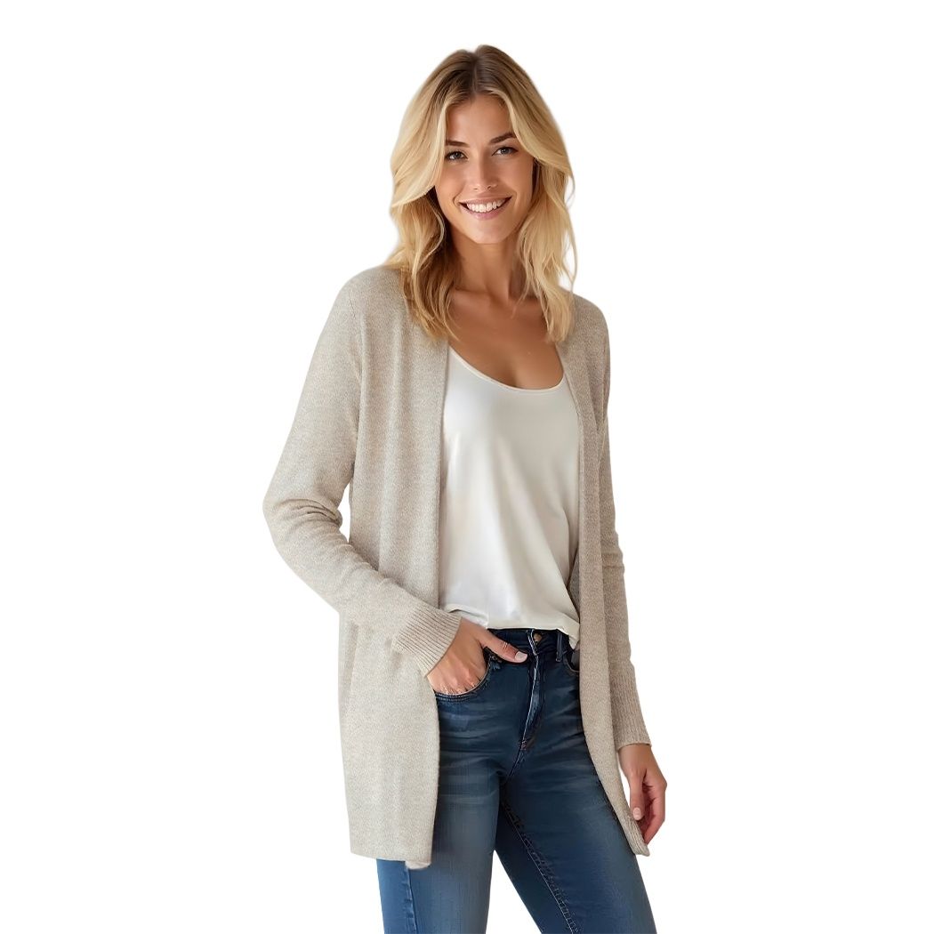 Colisco's 100% Pure Cashmere Cardigan in Camel or Black 165140, Color: Camel, Size: S