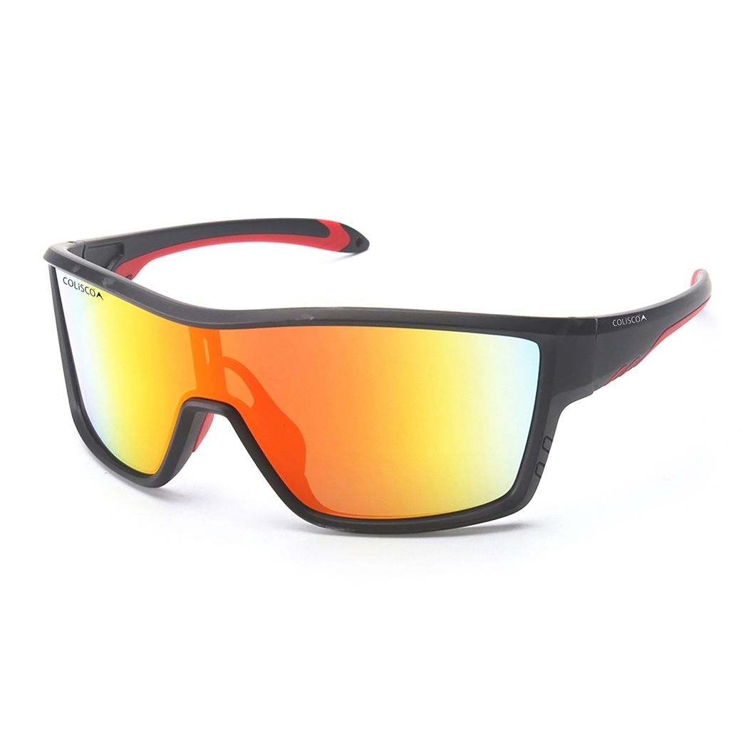 Colisco High-Performance Red Edge Sport Sunglasses, Color: Shiny Black Frame / Smoke Lens, Size: O/S