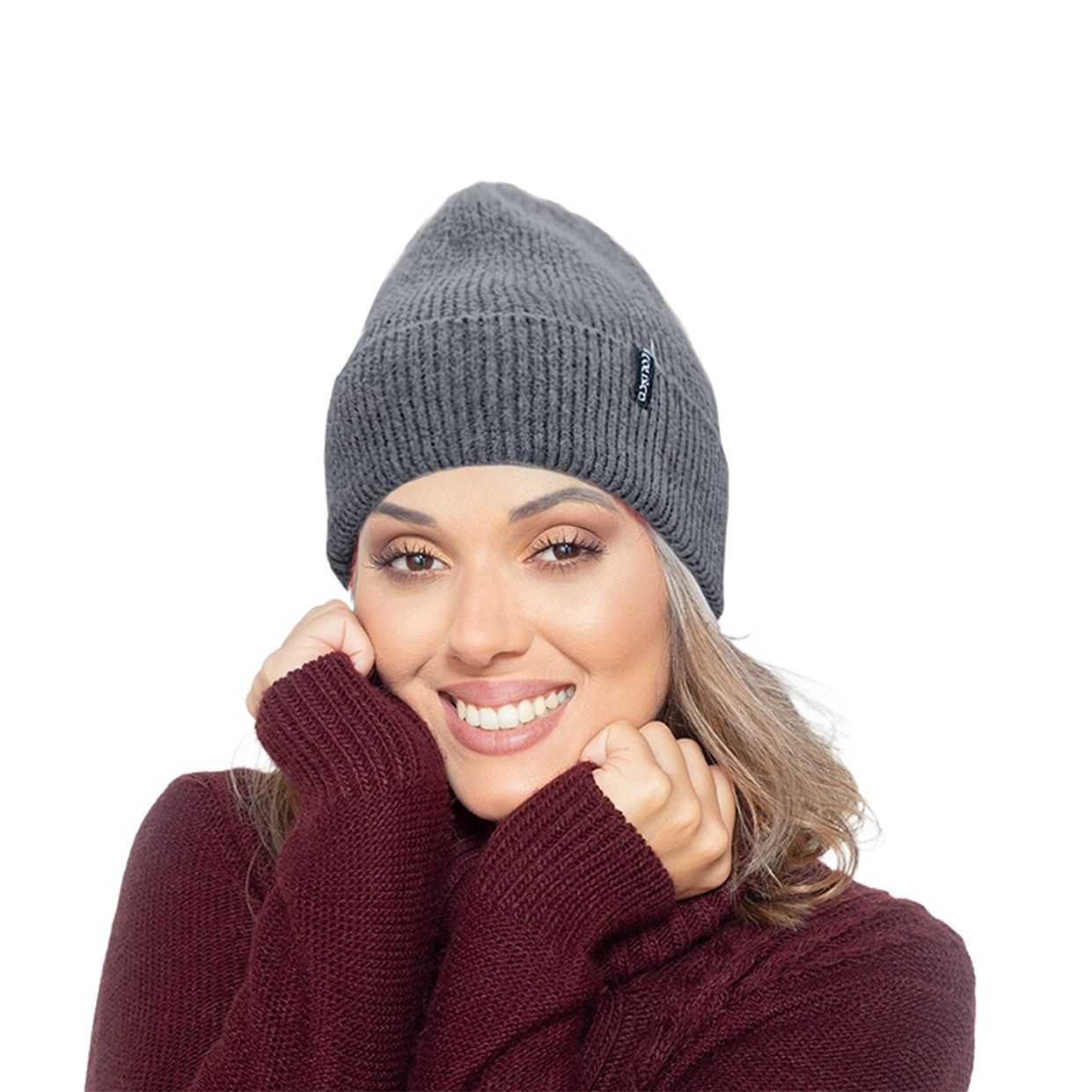 Colisco Women’s Cashmere Blend Classic Winter Beanie – Soft Knit Hat for Cold Weather, Dark Grey