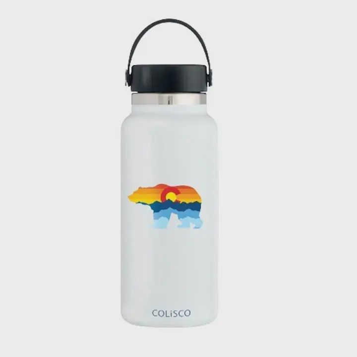 Colisco Vacuum Insulated Water Bottle - 13 Oz Stainless Steel Water Bottle 10033, Design: Bear Colorado