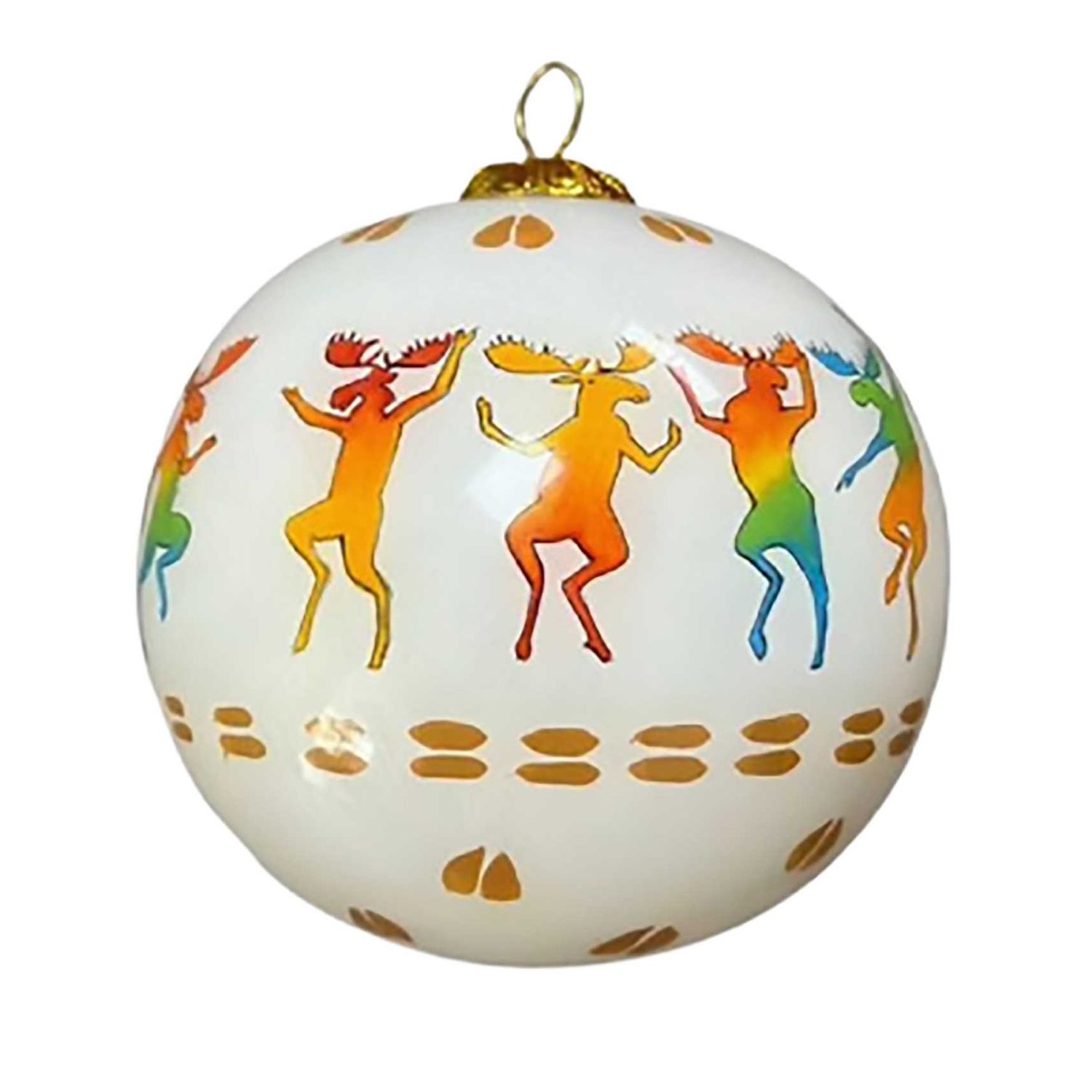 Colisco Dancing Moose Hand Painted Glass Ornament – Elegant Holiday Décor and Year-Round Display