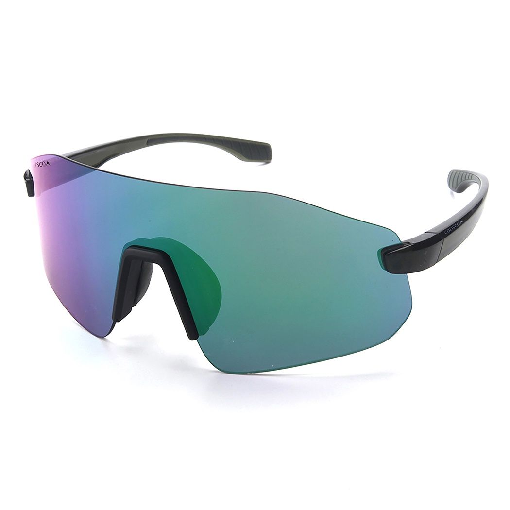 Colisco High-Performance Sleek Shield Sport Sunglasses, Color: Shiny Crystal Deep Green Frame / Full Green Revo Lens, Size: O/S