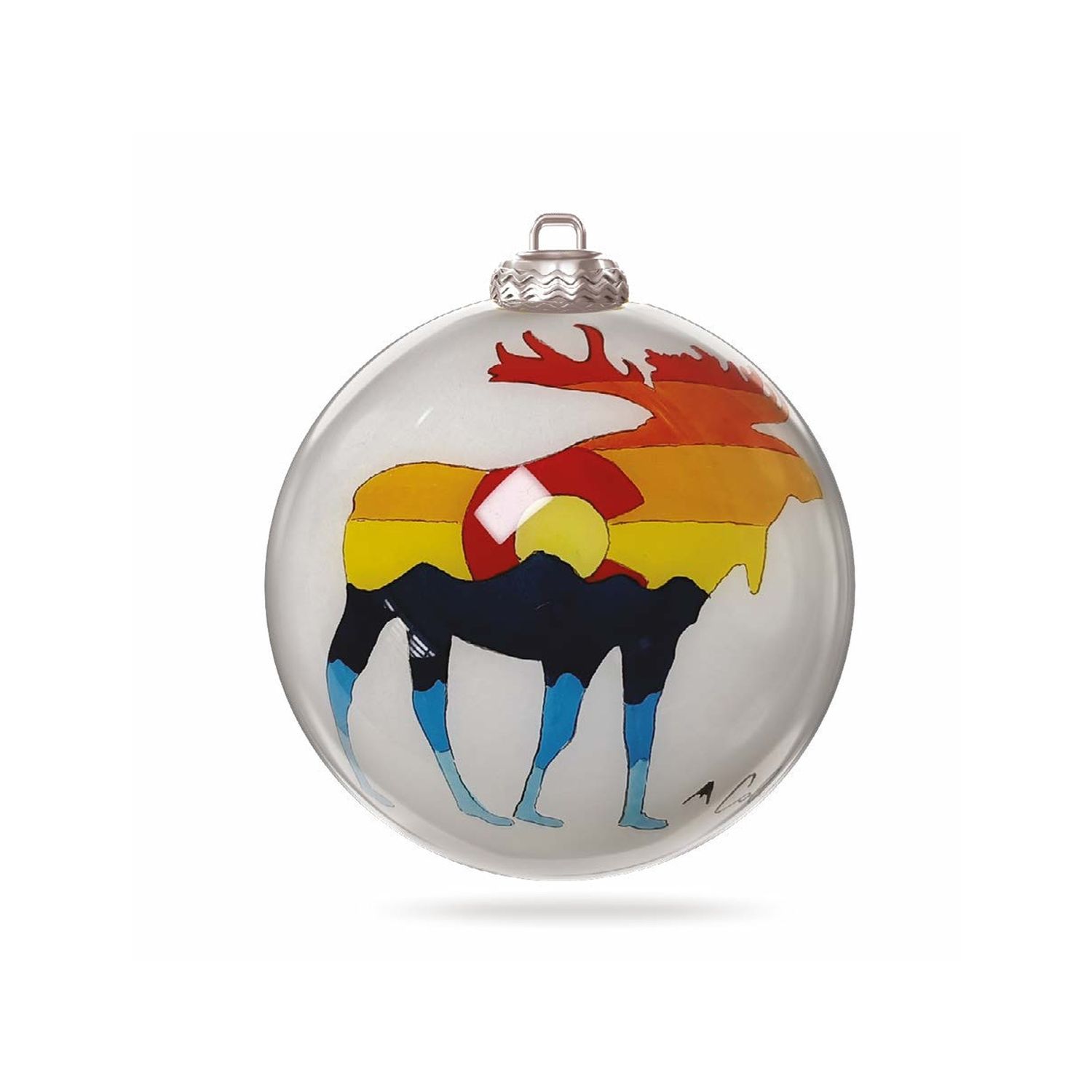Colisco Colorado Moose Multicolor Hand Painted Glass Ornament, 80mm
