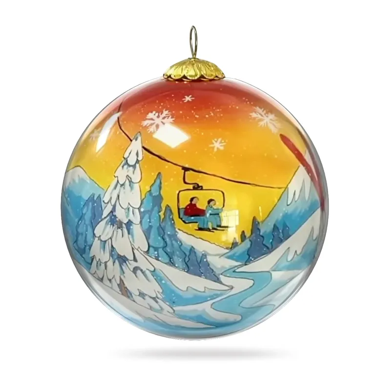 Colisco Skiing Hand Painted Glass Ornament – Elegant Holiday Décor and Year-Round Display
