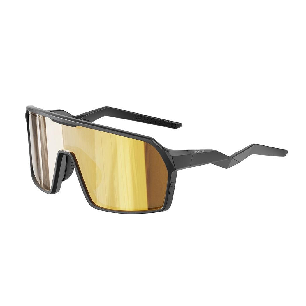 Colisco High-Performance UrbanEdge Shield Sunglasses, Color: Matte Black Frame / Golden Full Revo Lens, Size: O/S