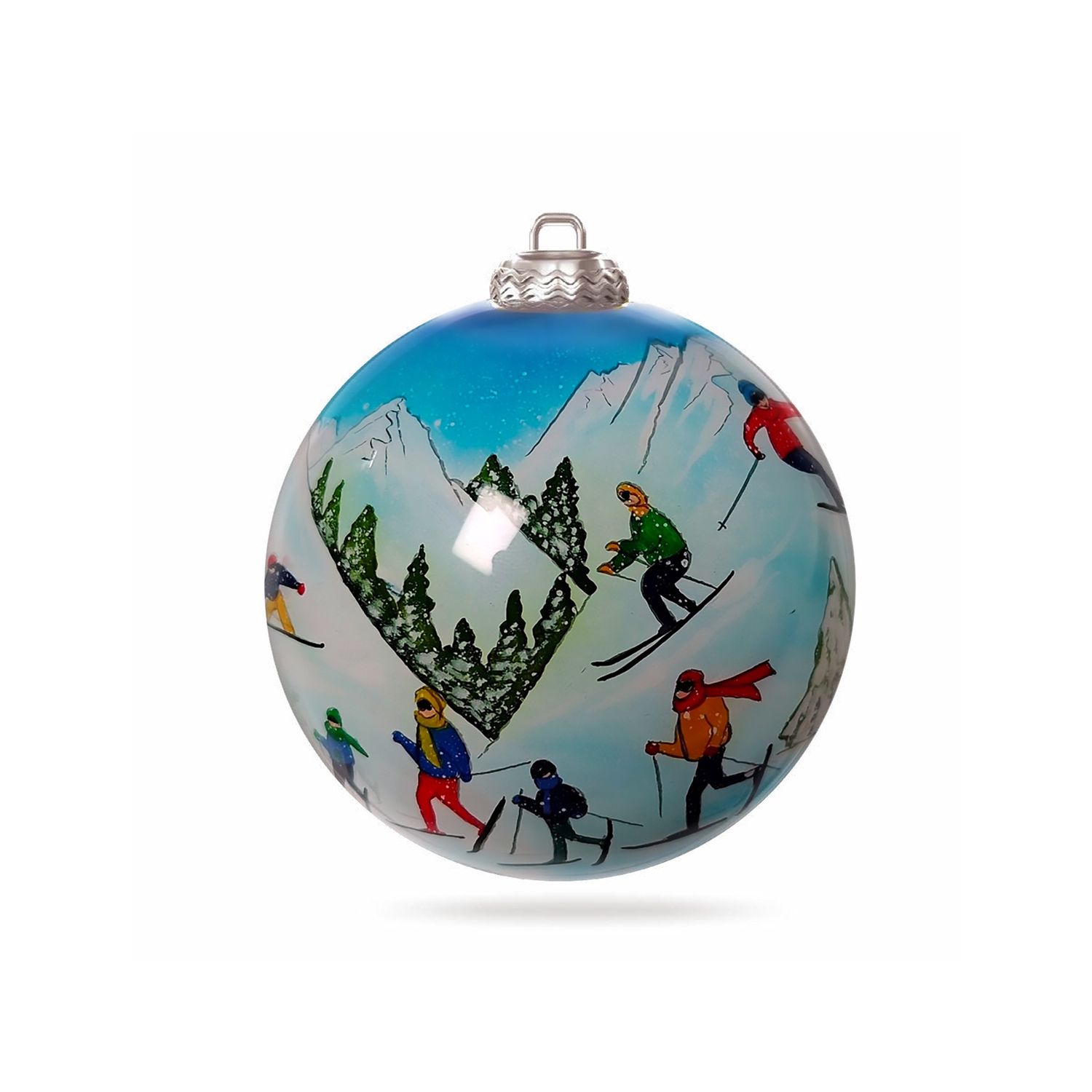 Colisco Family Ski Weekend Hand Painted Glass Ornament, 80mm