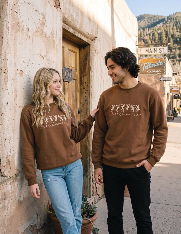 Colisco Moose Dance 100% Cotton Graphic Sweatshirt, Brown