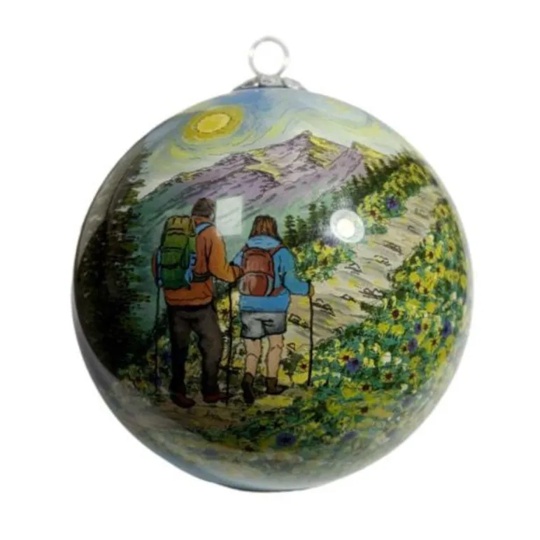 Colisco Couple Trail Hand Painted Glass Ornament – Elegant Holiday Décor and Year-Round Display
