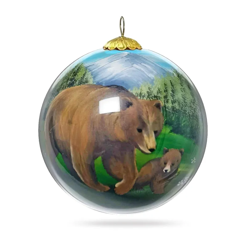 Colisco Bear &amp; Wildlife Hand Painted Glass Ornament – Elegant Holiday Décor and Year-Round Display