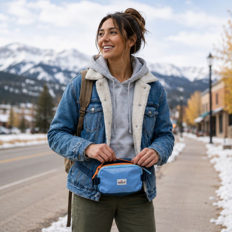 Colisco Blue Waist Bag Lightweight Outdoor Travel Waist Pack