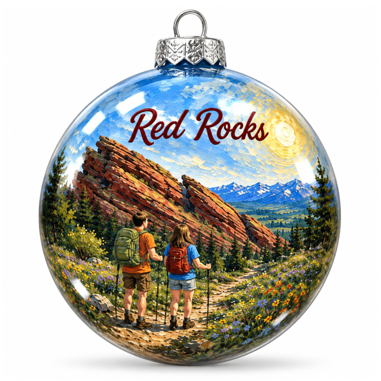 Colisco Red Rocks Hiking Hand Painted Ornament