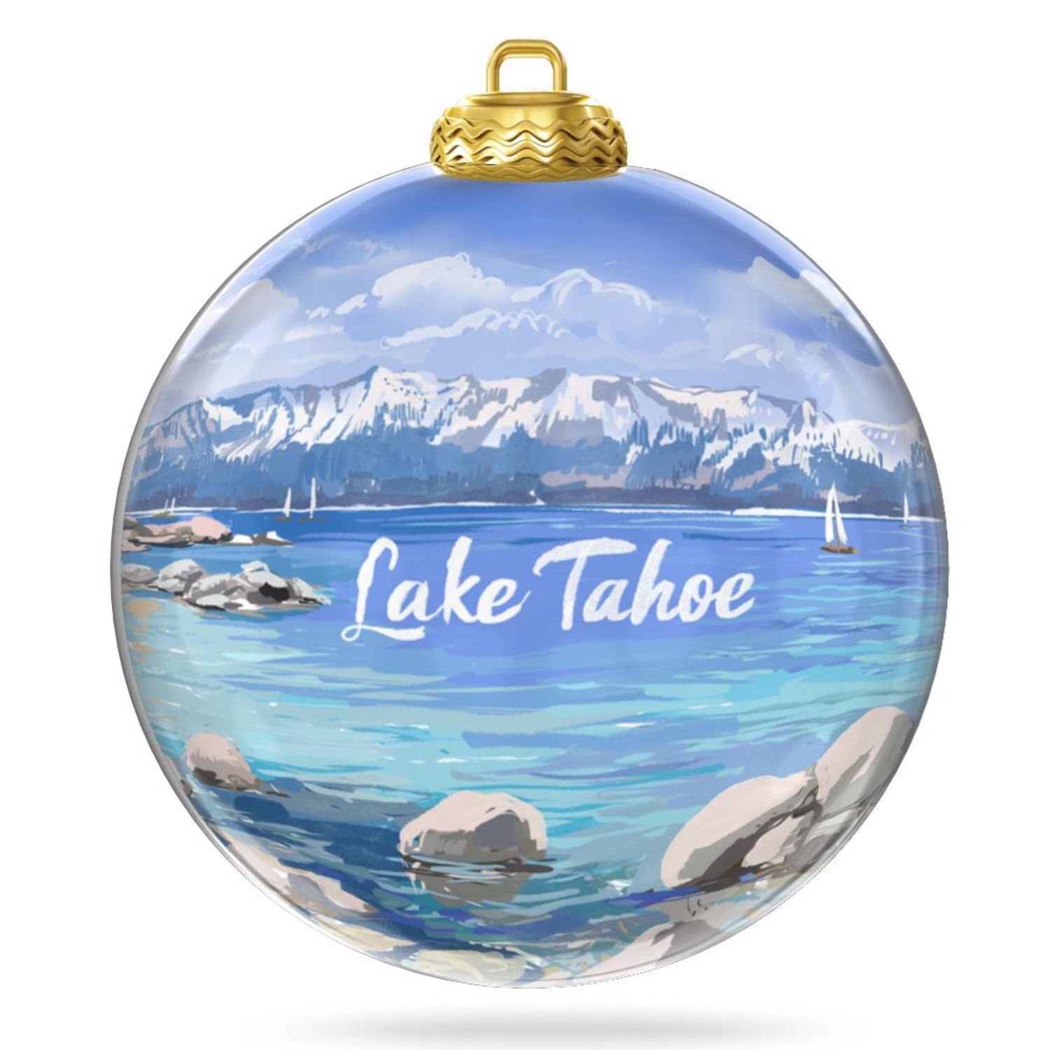 Colisco Lake Tahoe Mountain Hand Painted Ornament