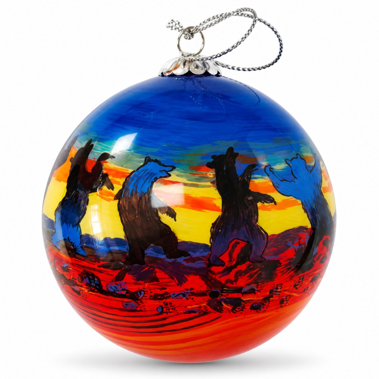 Colisco Red Rocks Dancing Bears Hand Painted Ornament