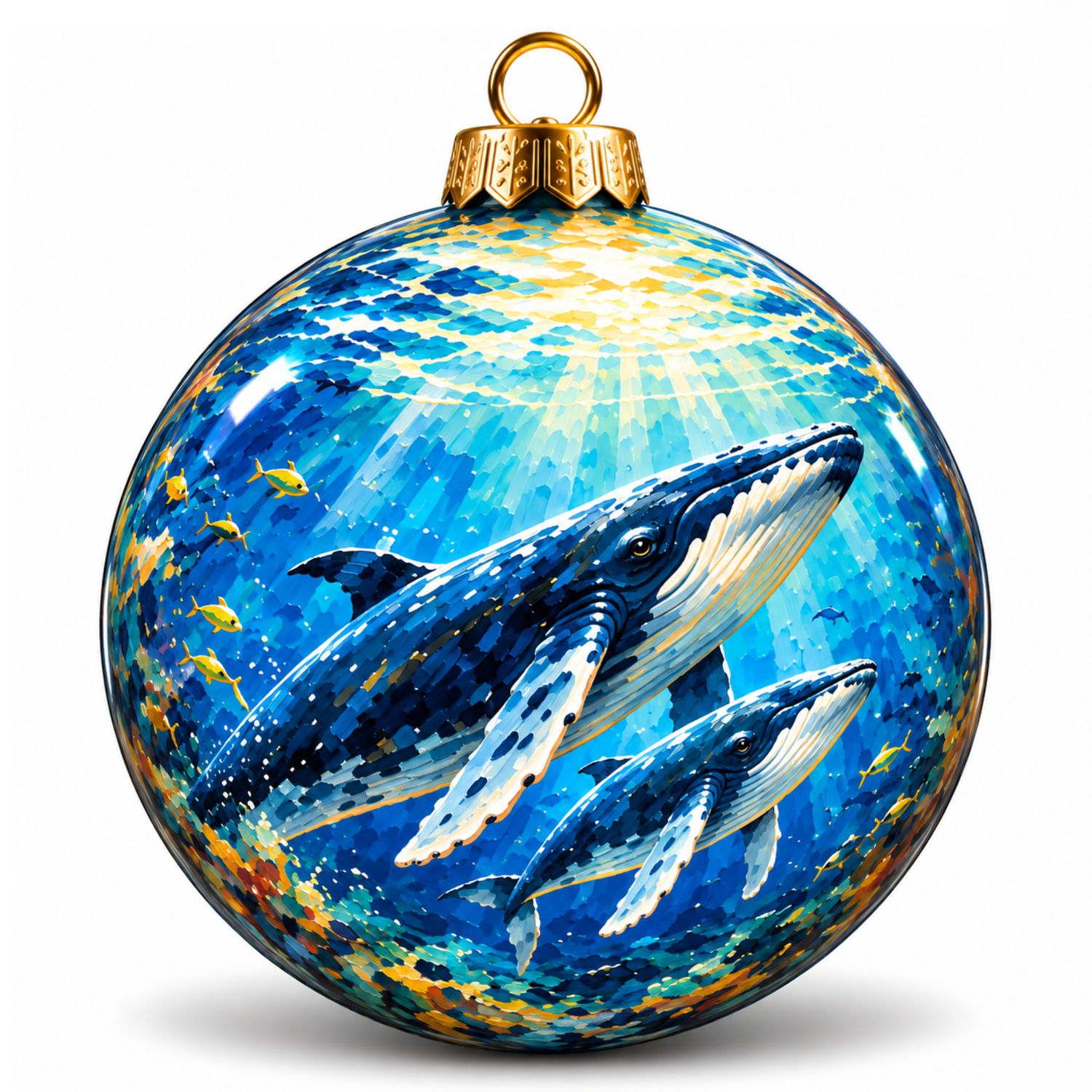 Colisco Whale Ocean Hand Painted Ornament