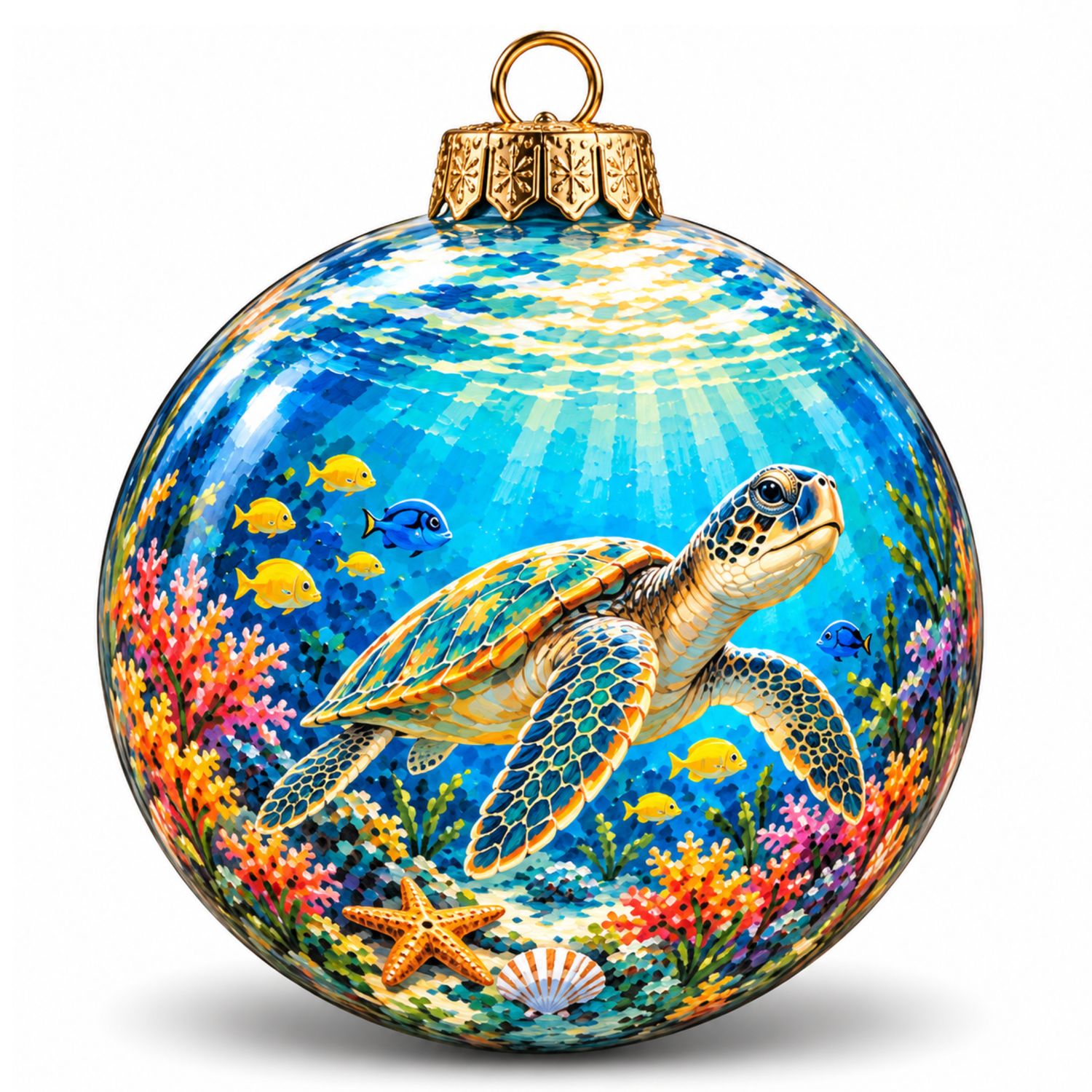 Colisco Sea Turtle Underwater Hand Painted Ornament