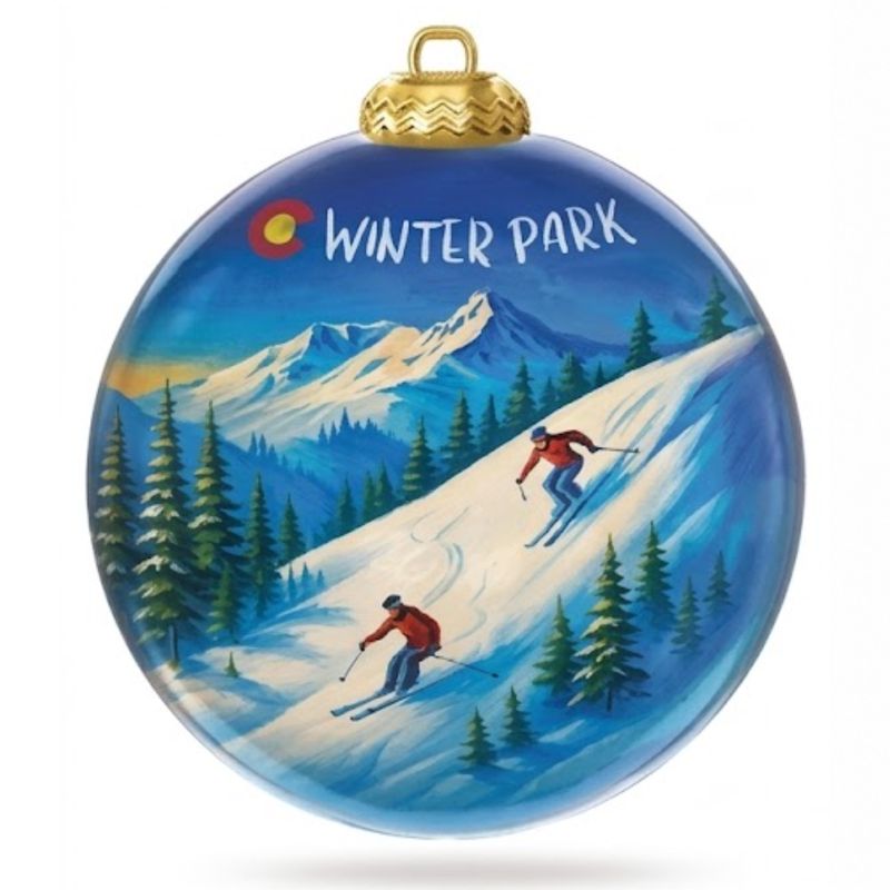 Colisco Winter Park Skiing Hand Painted Ornament