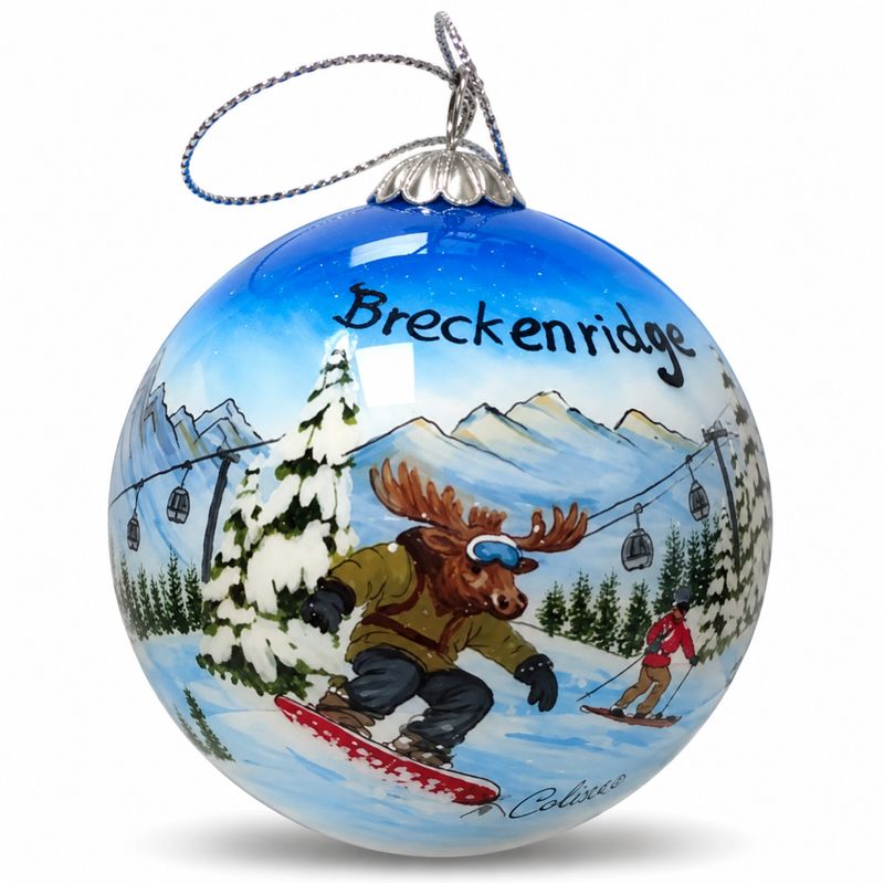 Colisco Breckenridge Moose Skiing Hand Painted Ornament